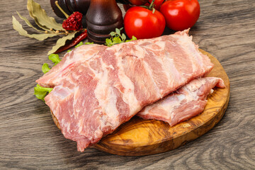 Raw pork ribs for cooking