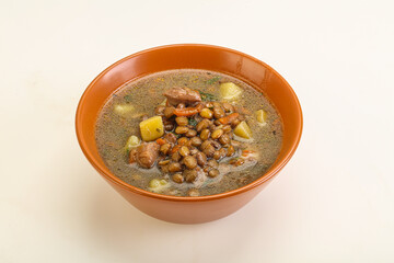 Lentil soup with chicken and vegetables