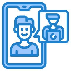 Fototapeta premium work from home blue style icon