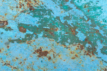 Rusty metal texture with blue paint
