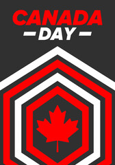 Happy Canada Day. National holiday, celebrated annual in July 1. Canadian flag. Maple leaf. Patriotic symbol and elements. Poster, card, banner and background. Vector illustration