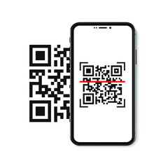 scan qr code icon, barcode scanner, phone app, thin line web symbol on white background - editable stroke vector illustration eps10