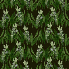 Abstract seamless pattern with leaves. Vector file.