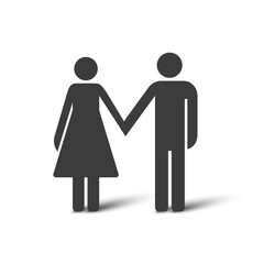 Couple holding hands icon. Stick figure simple icons. Vector illustration