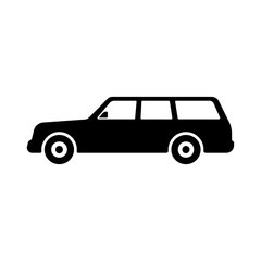 Car icon. Black silhouette. Side view. Vector simple flat graphic illustration. The isolated object on a white background. Isolate.