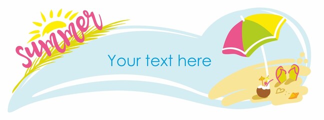 Nameplate for your text, beach landscape, ocean waves, beach background