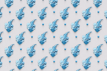 pattern of blue Paisley  on grey background