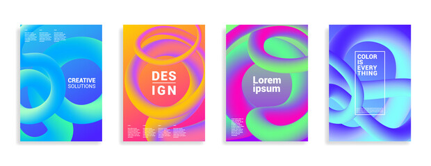 Minimal abstract gradient covers. Geometric future template for flyer, poster, brochure and invitation. Minimalistic colorful cover set.
