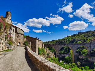 View on the historical village of Minerve, south of France. 