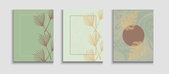 Abstract Hipster Vector Cards Set. Japanese Style Invitation. Noble