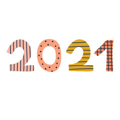 2021 new year numbers. Flat illustration.