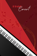 Piano Concert. Vector illustration. Concert invitation, flyer, poster, banner. Various applications are possible.