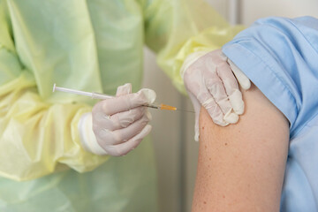 Close up of vaccine being administered