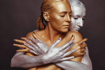 Gold and silver body art 