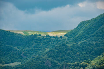 green landscape in the mountains