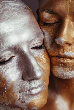 Beauty portrait in silver and gold