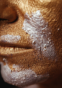 Golden and silver face art 