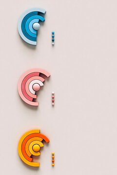 three Financial charts on grey background