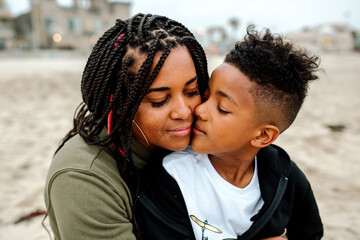 Tender moment between mother and son