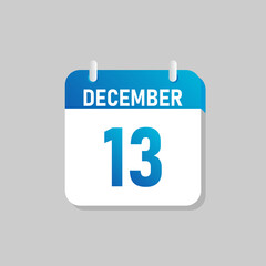 White daily calendar Icon December in a Flat Design style. Easy to edit Isolated vector Illustration.