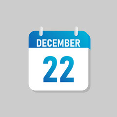 White daily calendar Icon December in a Flat Design style. Easy to edit Isolated vector Illustration.