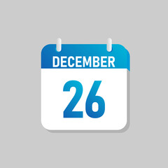 White daily calendar Icon December in a Flat Design style. Easy to edit Isolated vector Illustration.