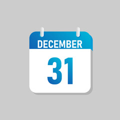 White daily calendar Icon December in a Flat Design style. Easy to edit Isolated vector Illustration.
