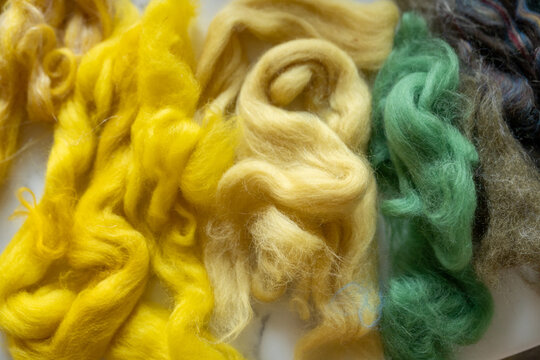 colorful wool roving- yellows