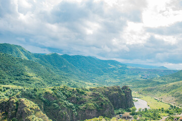 landscape and dark sky in the mountains