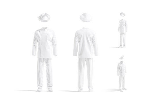 Blank White Chef Uniform Mockup, Different Views