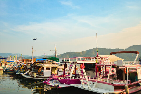 Colorful ships in the sea
