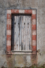 Fototapeta na wymiar Close-up of an old wooden shutter