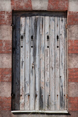 Close-up of an old wooden shutter