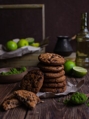 chip cookies and milk