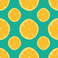 Obraz premium Fruity citrus fruit vector seamless repeat pattern print background