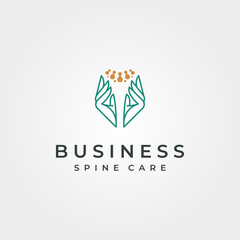 spine clinic abstract logo vector with hand symbol illustration design