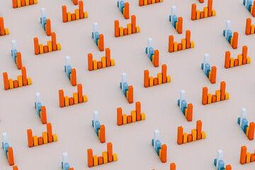 blue and orange infographics on grey background.