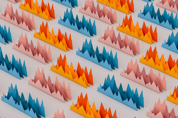 orange, pink, and blue Performance charts on grey background.