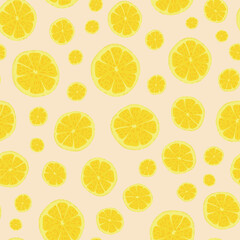 Yellow citron parts vector seamless repeat pattern print background