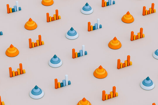 blue and orange infographics on grey background.