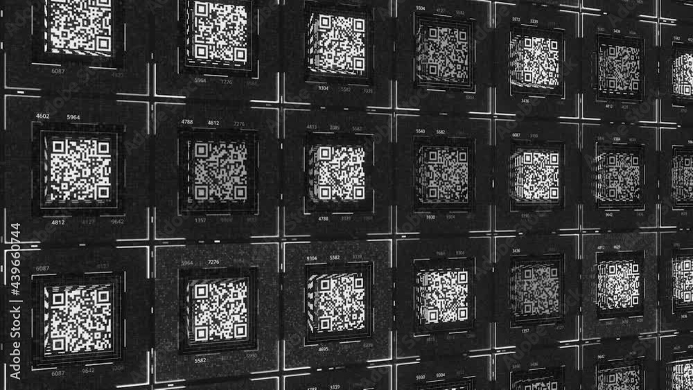 Aufkleber electronic background with qr codes. animation. data base with qr codes for information transmission
