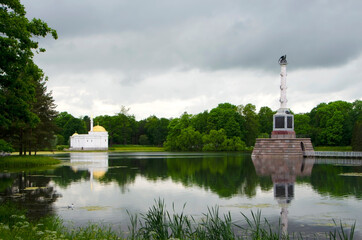 Turkish bath and Chesme column in Catherine park, Tsarskoe Selo (Pushkin), Saint Petersburg, Russia
