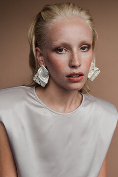 Young Model Wearing Earrings