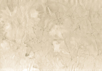 Weathered watercolor background. Aged paper crumpled beige texture.