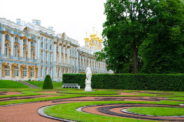 Catherine palace and park in Tsarskoe Selo (Pushkin), St. Petersburg, Russia