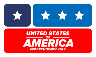Independence Day in United States of America. The Fourth of July. Happy national holiday, celebrated annual in July 4. American flag. Country freedom day. Patriotic event design. Vector poster