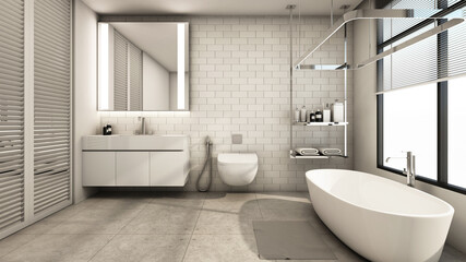 Obraz na płótnie Canvas Bathroom design Modern and Loft - 3D render