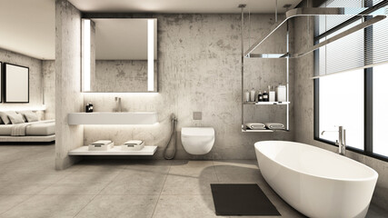 Fototapeta na wymiar Bathroom design Modern and Loft - 3D render