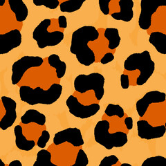 Abstract modern leopard seamless pattern. Animals trendy background. Brown and beige decorative vector stock illustration for print, card, postcard, fabric, textile. Modern ornament of stylized skin