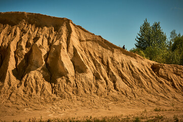 beautiful sand mountain in the summer in a natural quarry